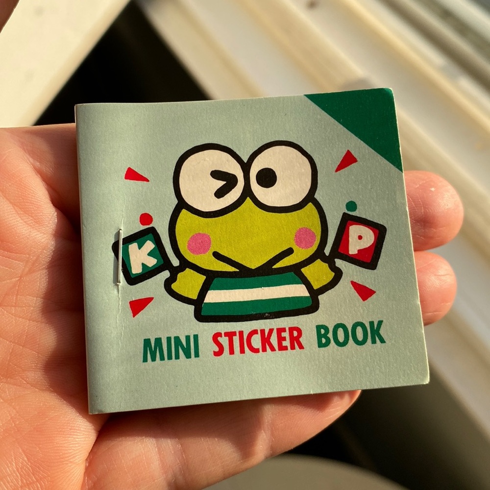 Sanrio Keroppi vintage mini sticker book 1989. Keroppi frog character.